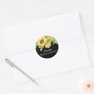 Sticker Rond Fête des mariées de tournesol rustique