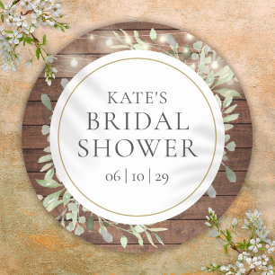 Sticker Rond Fête des mariées de verdure à cordes rustiques