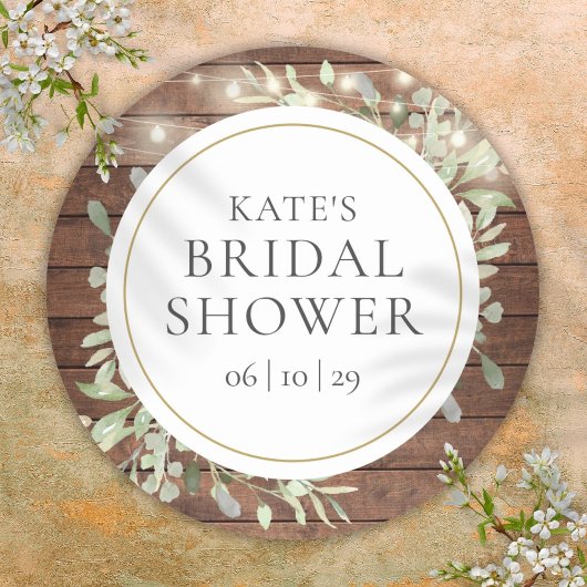 Sticker Rond Fête des mariées de verdure à cordes rustiques