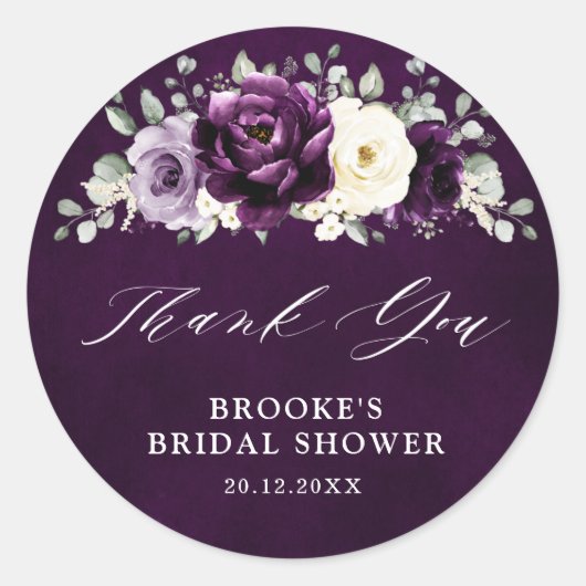 Sticker Rond Fête des mariées d'ivoire de prune violette d'aube (Devant)