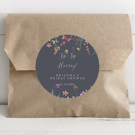 Sticker Rond Fête des mariées d'une veste de fleurs sauvages bl