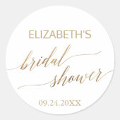 Sticker Rond Fête des mariées élégante de calligraphie or Favor (Devant)