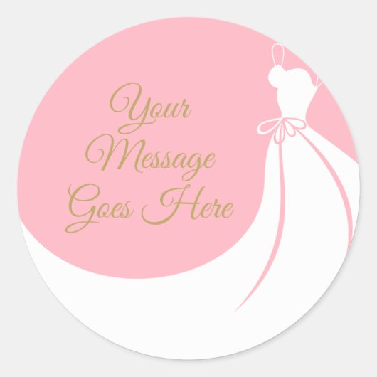 Sticker Rond Fête des mariées élégante rose pâle (Devant)
