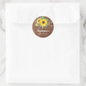 Sticker Rond Fête des mariées en bois rustique Sunflower (Sac)