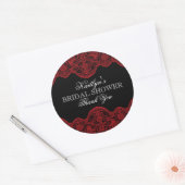 Sticker Rond Fête des mariées en dentelle rouge Sheer (Enveloppe)