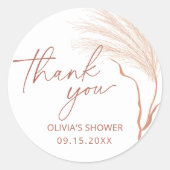 Sticker Rond Fête des mariées en terre cuite Boho Pampas (Devant)