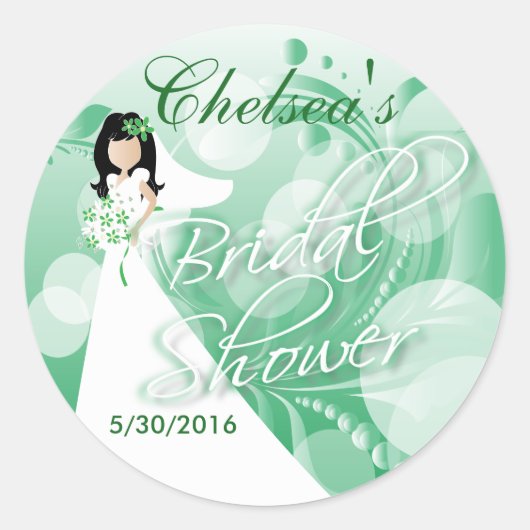 Sticker Rond Fête des mariées en vert et blanc (Devant)