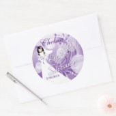Sticker Rond Fête des mariées en violet et blanc (Enveloppe)