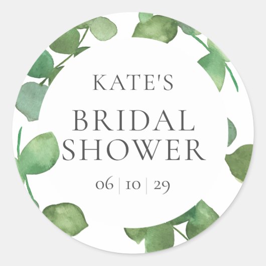 Sticker Rond Fête des mariées Eucalyptus Feuille verdure Favori (Devant)