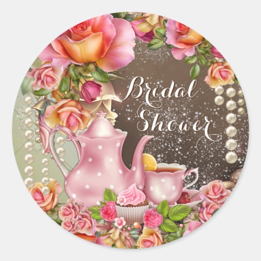 Sticker Rond Fête des mariées Fête des mariées Tea Party (Devant)
