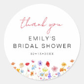 Sticker Rond Fête des mariées fleur sauvage Merci En Fleur (Devant)