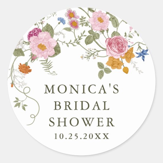 Sticker Rond Fête des mariées Fleur sauvage Pastel Pink Boho (Devant)