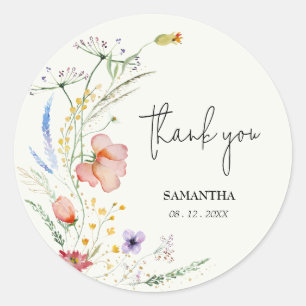 Sticker Rond Fête des mariées fleur sauvage verte