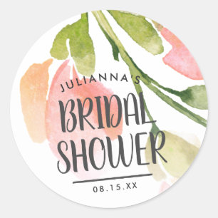 Sticker Rond Fête des mariées Fleurs d'aquarelle fraîche Favori