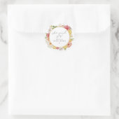 Sticker Rond Fête des mariées florale Blush & Peach Pastel (Sac)