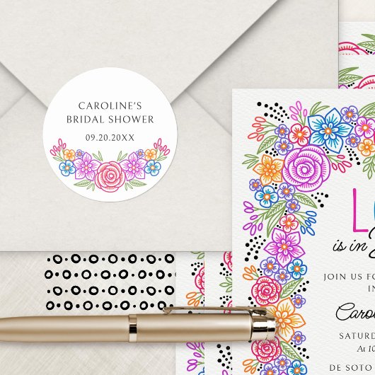 Sticker Rond Fête des mariées florale de Fiesta