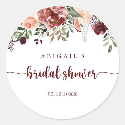 Sticker Rond Fête des mariées florale d'été rustique Favoriser (Devant)