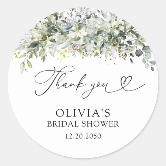 Sticker Rond Fête des mariées florale d'Eucalyptus (Devant)