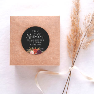 Sticker Rond Fête des mariées florale du Boho noir