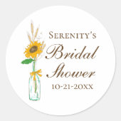 Sticker Rond Fête des mariées florale jaune tournesol (Devant)