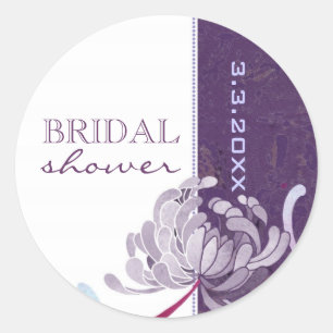 Sticker Rond Fête des mariées florale pourpre