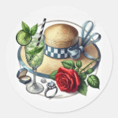 Sticker Rond Fête des mariées inspirée par le derby (Devant)