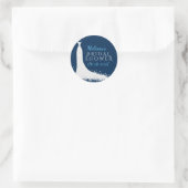 Sticker Rond Fête des mariées Mariage Blanc Robe Sur Bleu (Sac)