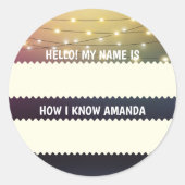 Sticker Rond Fête des mariées mariage Bonjour Nom Balise Commen (Devant)