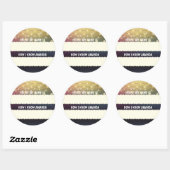 Sticker Rond Fête des mariées mariage Bonjour Nom Balise Commen (Feuille)