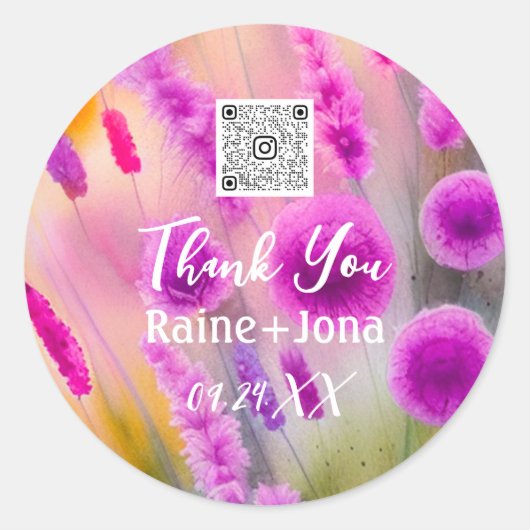 Sticker Rond Fête des mariées mariage Favoriser les fleurs viol (Devant)