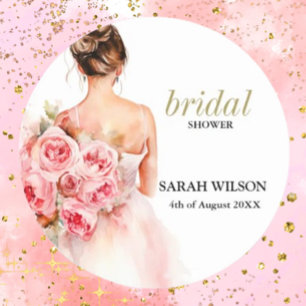 Sticker Rond Fête des mariées Mariage minimale exquise