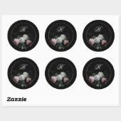 Sticker Rond Fête des mariées Mariage Monogram Dark Moody (Feuille)