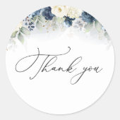 Sticker Rond Fête des mariées Marine Blue and White Roses (Devant)