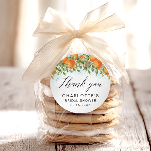 Sticker Rond Fête des mariées Merci Oranges