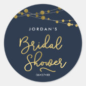 Sticker Rond Fête des mariées moderne des cordes bleues (Devant)