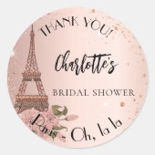 Sticker Rond Fête des mariées Paris Tour Eiffel merci (Devant)