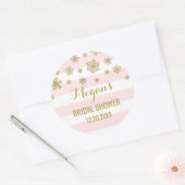 Sticker Rond Fête des mariées Pink Stripes Gold Snow Winter (Enveloppe)