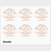 Sticker Rond Fête des mariées Pink Stripes Gold Snow Winter (Feuille)