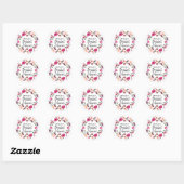 Sticker Rond Fête des mariées romantique Fairytale Favoriser St (Feuille)