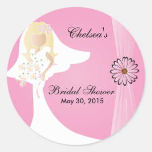 Sticker Rond Fête des mariées rose