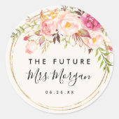 Sticker Rond Fête des mariées Rose antique (Devant)