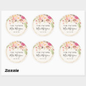 Sticker Rond Fête des mariées Rose antique (Feuille)