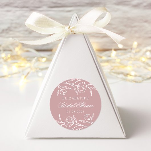 Sticker Rond Fête des mariées Rose floral Dusty