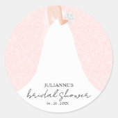 Sticker Rond Fête des mariées rose mariage (Devant)