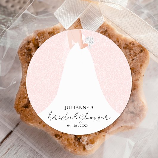 Sticker Rond Fête des mariées rose mariage