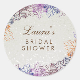 Sticker Rond Fête des mariées rose Orange Floral Perle Confetti