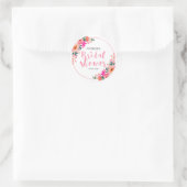 Sticker Rond Fête des mariées Rustique Aquarelle rose Fleurs (Sac)