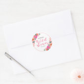 Sticker Rond Fête des mariées Rustique Aquarelle rose Fleurs (Enveloppe)