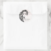 Sticker Rond Fête des mariées sucré 16e Lash maquillage princes (Sac)