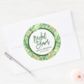 Sticker Rond Fête des mariées tropicale Feuille écossaise (Enveloppe)